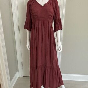 Women's mauve V-Neck Maxi Dress